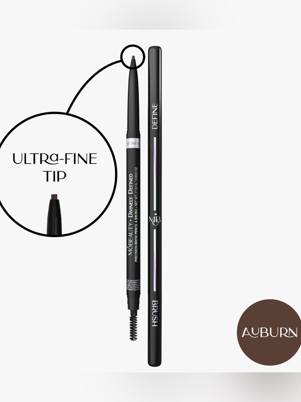 MO BEAUTY Divinely Defined Precision Brow Pencil & Brush (THIN) Auburn 0.1g NEW